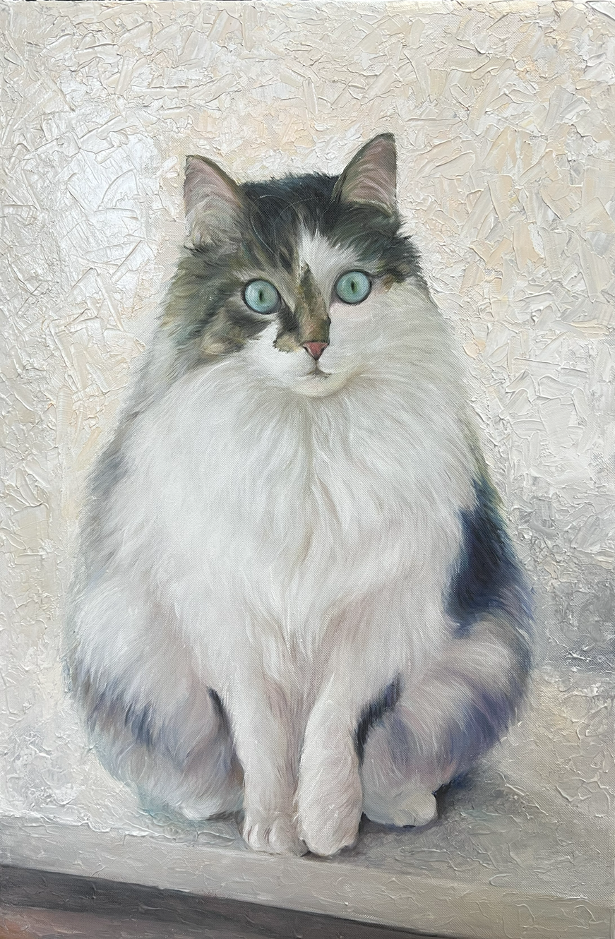 Art completed in showcase mode - Pet Portrait on oil-on-canvas from our bespoke artist studio in Vietnam